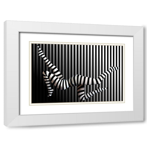 Novelty Striped Four-Leggs No 2 White Modern Wood Framed Art Print with Double Matting by Batzdorf, Erhard