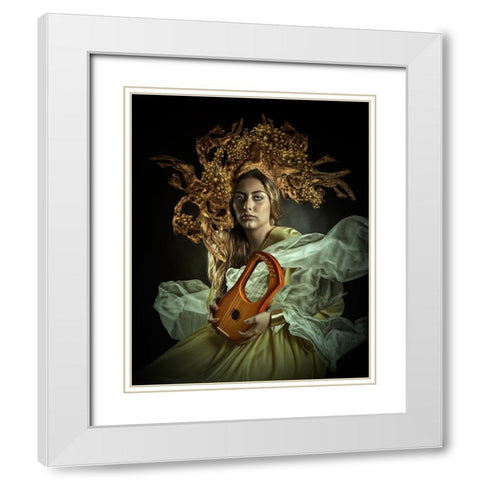 Afrodita I White Modern Wood Framed Art Print with Double Matting by Calderon, Francis