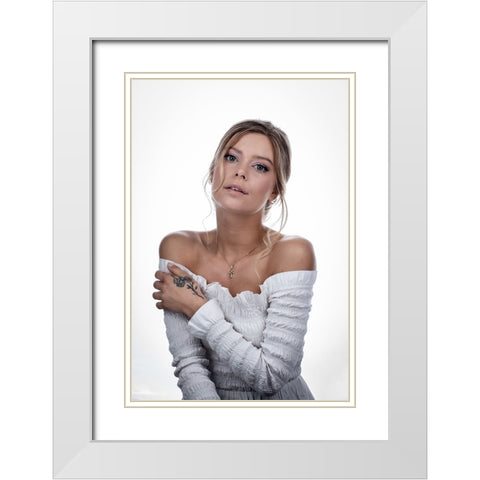 Beautiful Model White Modern Wood Framed Art Print with Double Matting by Sorensen, Jorgen