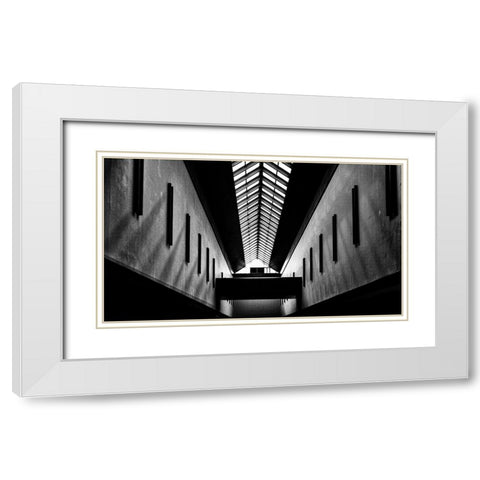 Triangles White Modern Wood Framed Art Print with Double Matting by Wong, Martin