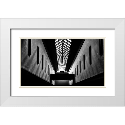 Triangles White Modern Wood Framed Art Print with Double Matting by Wong, Martin