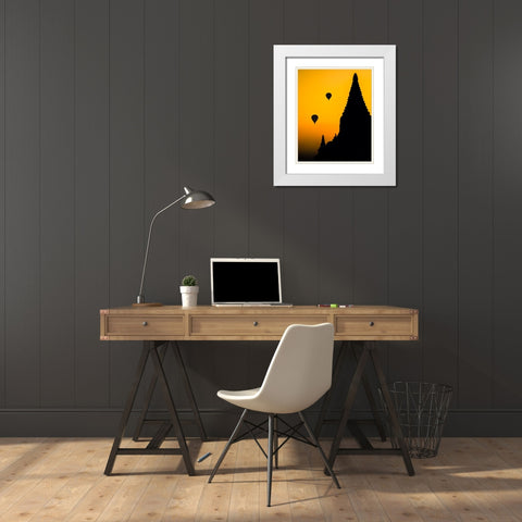 Sunrise in Bagan White Modern Wood Framed Art Print with Double Matting by Ziomek, Witold