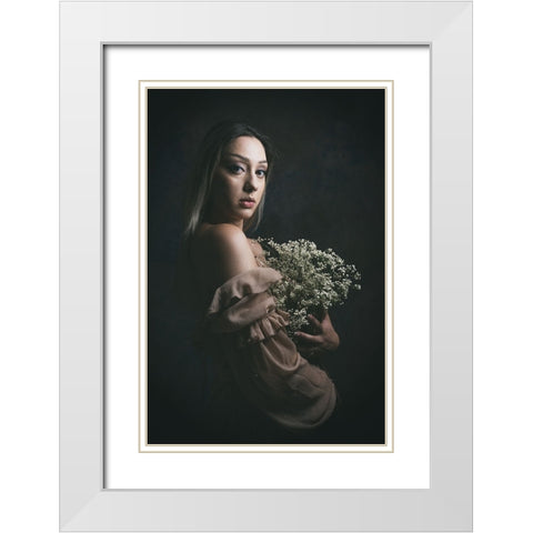 Blumenmacdchen White Modern Wood Framed Art Print with Double Matting by Kurz, Christian