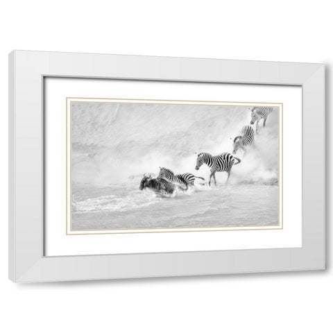 Crossing The RIVer White Modern Wood Framed Art Print with Double Matting by D. Tang, Lisa