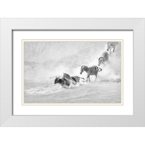 Crossing The RIVer White Modern Wood Framed Art Print with Double Matting by D. Tang, Lisa