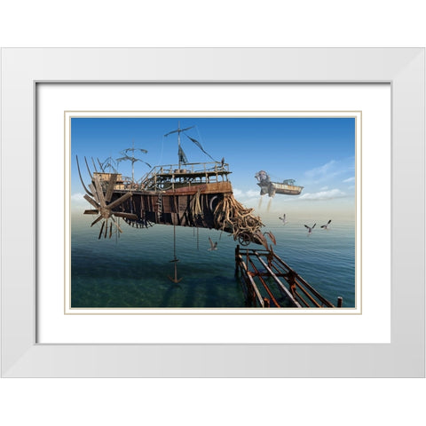 The old seafarer White Modern Wood Framed Art Print with Double Matting by Penchev, Radoslav