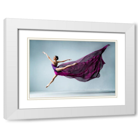 Dance In Purple White Modern Wood Framed Art Print with Double Matting by Suharini, Mieke