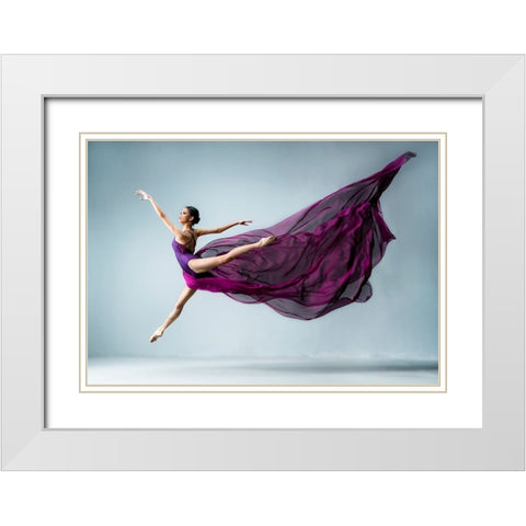 Dance In Purple White Modern Wood Framed Art Print with Double Matting by Suharini, Mieke