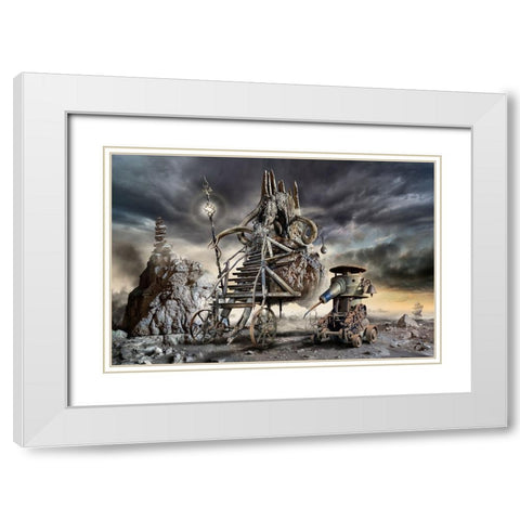 Double Team In The World Of Darkness White Modern Wood Framed Art Print with Double Matting by Penchev, Radoslav