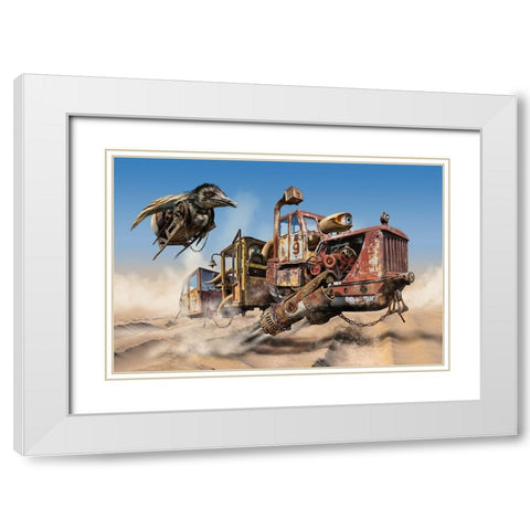 Desert Convoy White Modern Wood Framed Art Print with Double Matting by Penchev, Radoslav