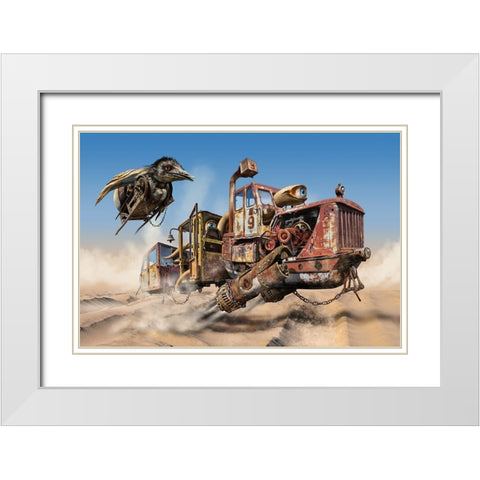 Desert Convoy White Modern Wood Framed Art Print with Double Matting by Penchev, Radoslav