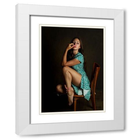 Sonya White Modern Wood Framed Art Print with Double Matting by Rise, Zachar