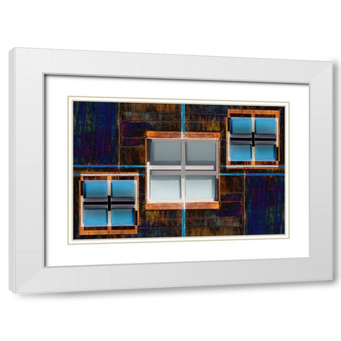 Windows Composition 6 White Modern Wood Framed Art Print with Double Matting by Domont, Jois