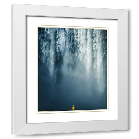 Skogafoss White Modern Wood Framed Art Print with Double Matting by Ziomek, Witold