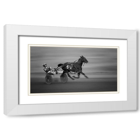 Racing White Modern Wood Framed Art Print with Double Matting by Aamp Wei, Shi
