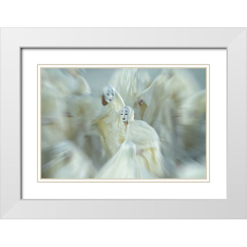 Masked White Modern Wood Framed Art Print with Double Matting by Kurz, Christian