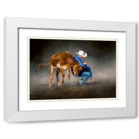 Wrestling Down White Modern Wood Framed Art Print with Double Matting by Ma, Frank