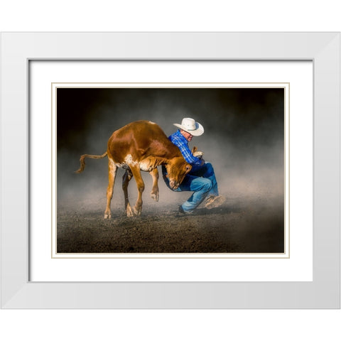 Wrestling Down White Modern Wood Framed Art Print with Double Matting by Ma, Frank