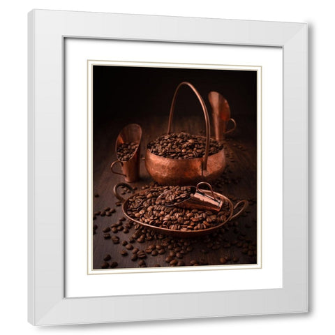 Roasted coffee White Modern Wood Framed Art Print with Double Matting by Perfoncio, Margareth