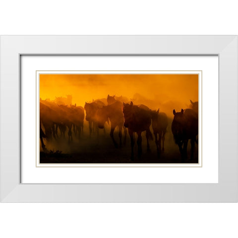 Untitled White Modern Wood Framed Art Print with Double Matting by Bilgin, Zuhdu