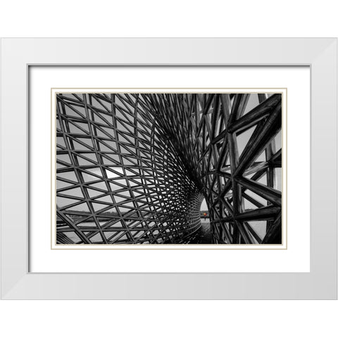 Steel structure building 6 White Modern Wood Framed Art Print with Double Matting by Konglingming