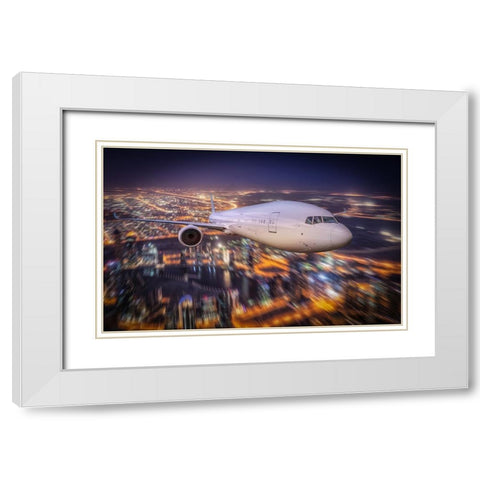 Nightflight White Modern Wood Framed Art Print with Double Matting by Egger, Marcel