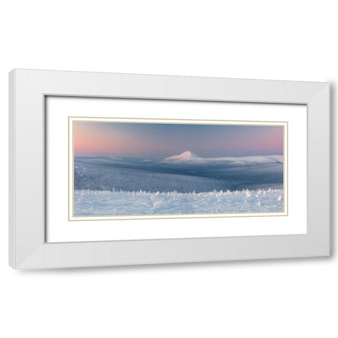 Mount Koip At Sunrise White Modern Wood Framed Art Print with Double Matting by Shcherbina, Valeriy