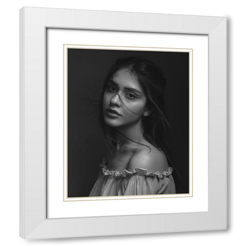 Bawan White Modern Wood Framed Art Print with Double Matting by Shiki, Shizuo