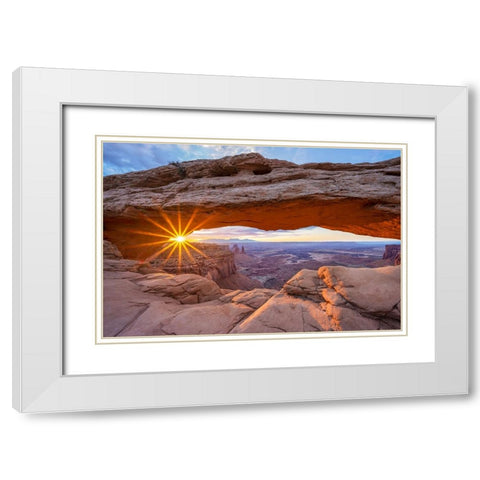 Sunrise at Mesa Arch - Canyonland National Park White Modern Wood Framed Art Print with Double Matting by Uthaiah, Dheeraj