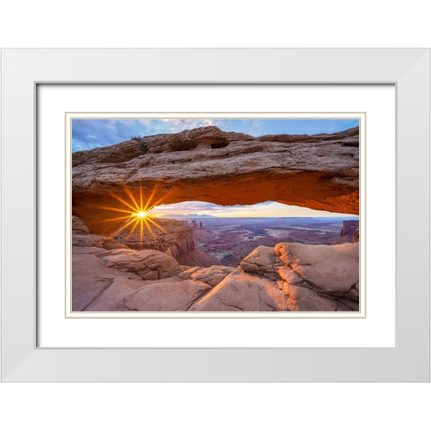 Sunrise at Mesa Arch - Canyonland National Park White Modern Wood Framed Art Print with Double Matting by Uthaiah, Dheeraj