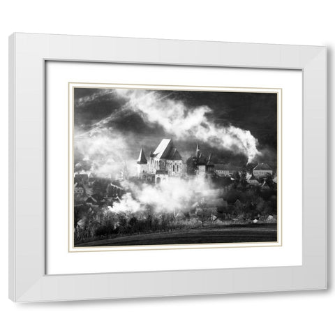 Biertan White Modern Wood Framed Art Print with Double Matting by Prioteasa, Sebastian