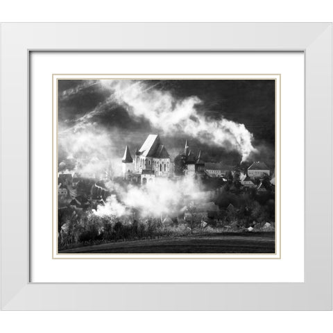 Biertan White Modern Wood Framed Art Print with Double Matting by Prioteasa, Sebastian