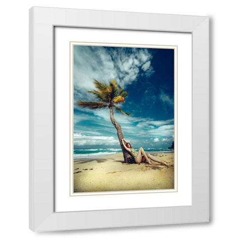 All I need is a palm tree and a cool breeze White Modern Wood Framed Art Print with Double Matting by Bolgov (Axe), Ruslan