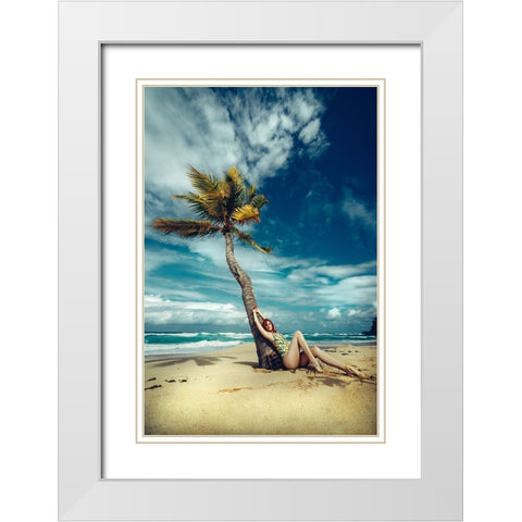 All I need is a palm tree and a cool breeze White Modern Wood Framed Art Print with Double Matting by Bolgov (Axe), Ruslan