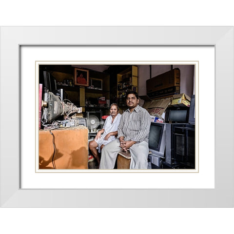 Television Repair White Modern Wood Framed Art Print with Double Matting by Avila, Fernando