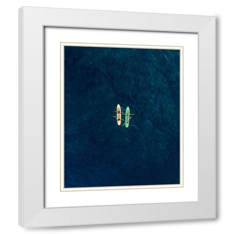 Canoes White Modern Wood Framed Art Print with Double Matting by Ziomek, Witold