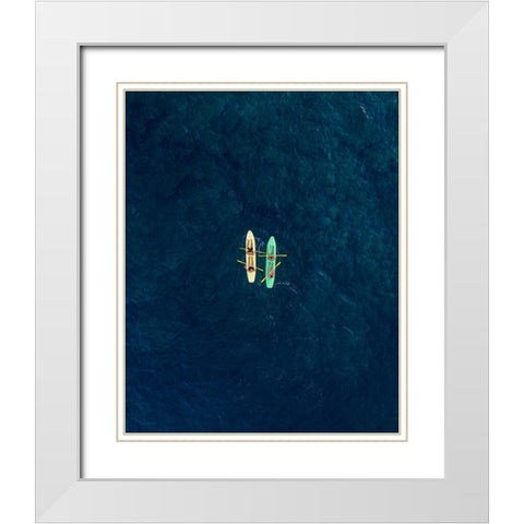 Canoes White Modern Wood Framed Art Print with Double Matting by Ziomek, Witold
