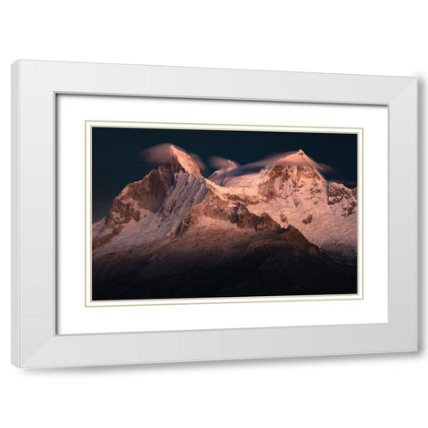 Huandoy Peaks White Modern Wood Framed Art Print with Double Matting by Nienartowicz, Karol