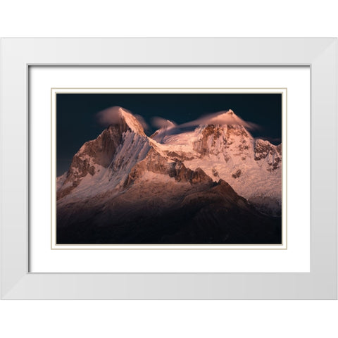 Huandoy Peaks White Modern Wood Framed Art Print with Double Matting by Nienartowicz, Karol