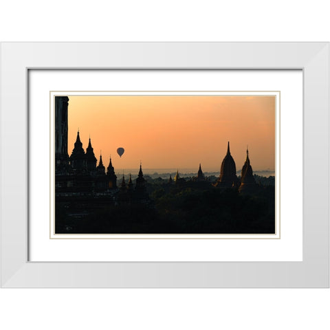 Sunrise in Bagan White Modern Wood Framed Art Print with Double Matting by Tagliarino, Marco