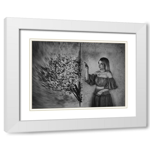 Broken Pieces White Modern Wood Framed Art Print with Double Matting by Ulfig Arps, Sandra