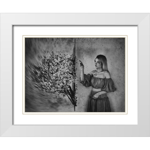 Broken Pieces White Modern Wood Framed Art Print with Double Matting by Ulfig Arps, Sandra