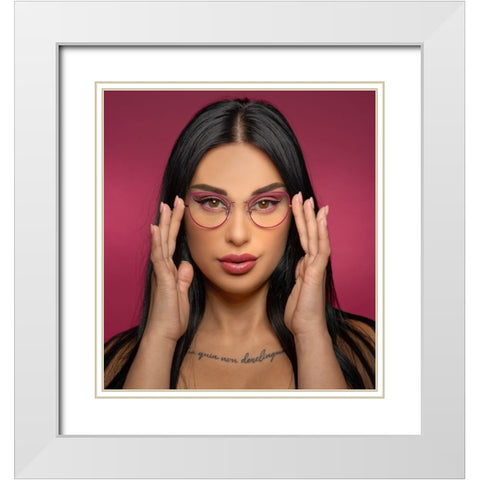 Eyewear Makeup White Modern Wood Framed Art Print with Double Matting by Rozenberg Sherez, Ifat