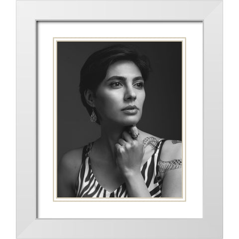 Maria White Modern Wood Framed Art Print with Double Matting by Shiki, Shizuo