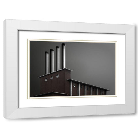 Chimneys White Modern Wood Framed Art Print with Double Matting by Endermann, Rolf