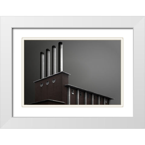 Chimneys White Modern Wood Framed Art Print with Double Matting by Endermann, Rolf