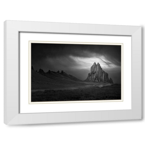 Ship Rock White Modern Wood Framed Art Print with Double Matting by Ji, Shirley