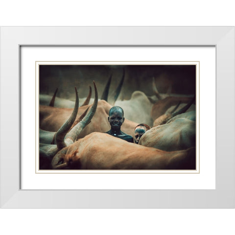 Child Mundari-South Sudan White Modern Wood Framed Art Print with Double Matting by Yosifov, Svetlin