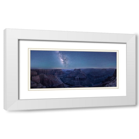Grand Canyon And Milky Way White Modern Wood Framed Art Print with Double Matting by Wei, Willa