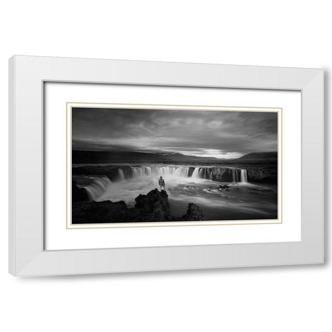 Godafoss White Modern Wood Framed Art Print with Double Matting by Guo, David
